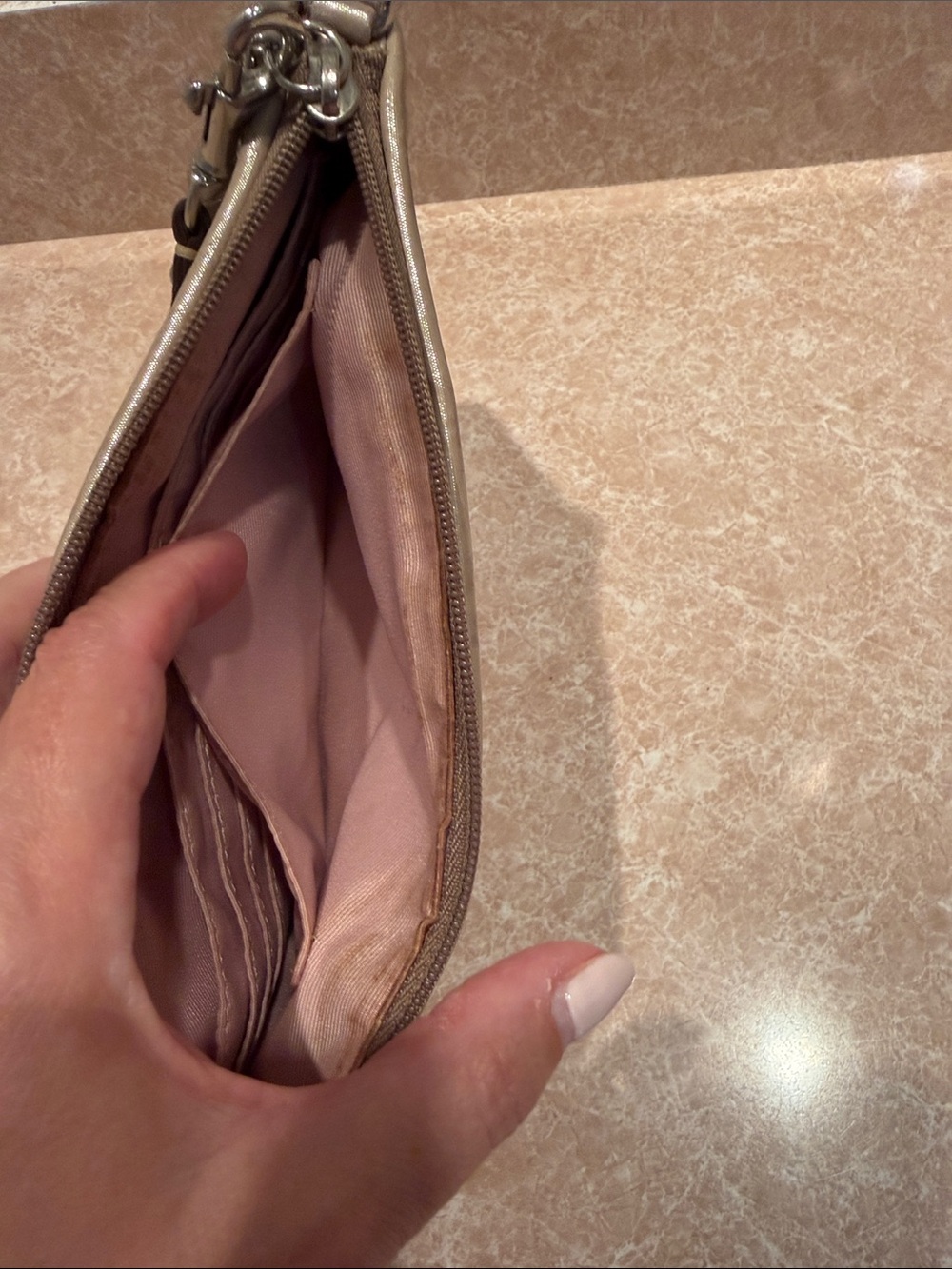 Coach Metallic Taupe Leather Clutch Wristlet - Picture 9 of 9